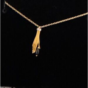 Carrera y Carrera Necklace Hand Sapphire Diamond 18K 750 Yellow Gold